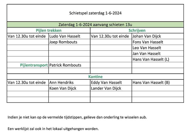 Zaterdag 1-6-2024: Schietspel